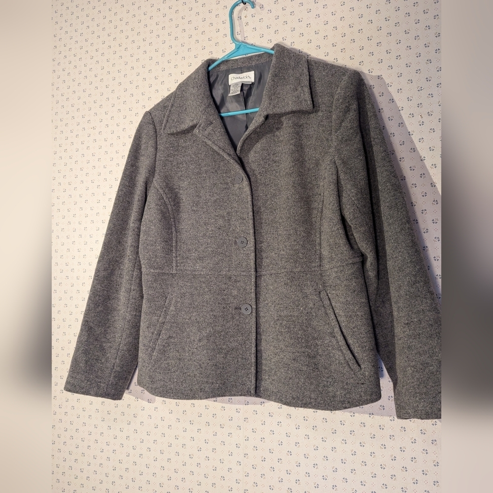 Chadwick Jacket 12P Charcoal Gray Women's Pea Coat Preppy Academia Vintage Lined